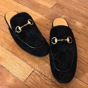 Black Velvet GG Gucci Princetown